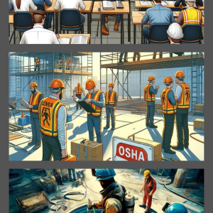 Safety officer reviewing a starter bundle kit, which includes essential safety gear and training materials for new safety officers to ensure workplace safety and compliance.